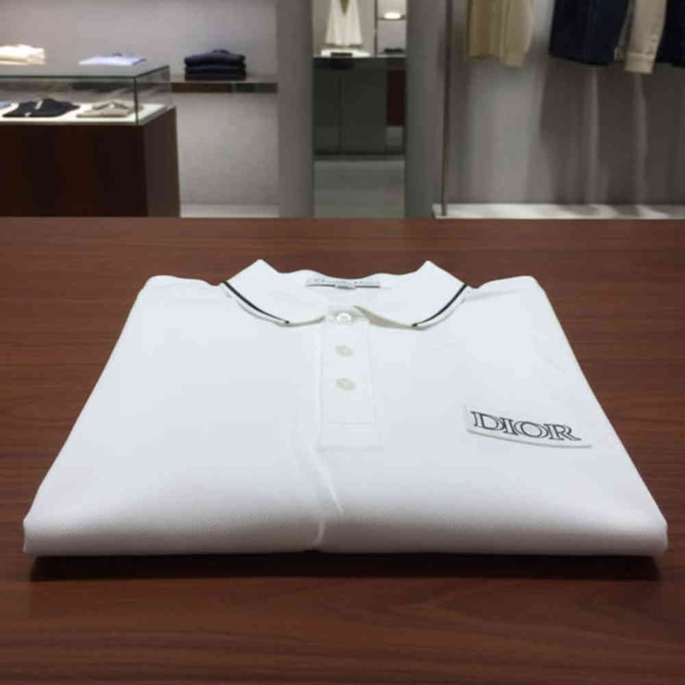 Dior White Premium Quality Polo T-Shirt-thumb-3