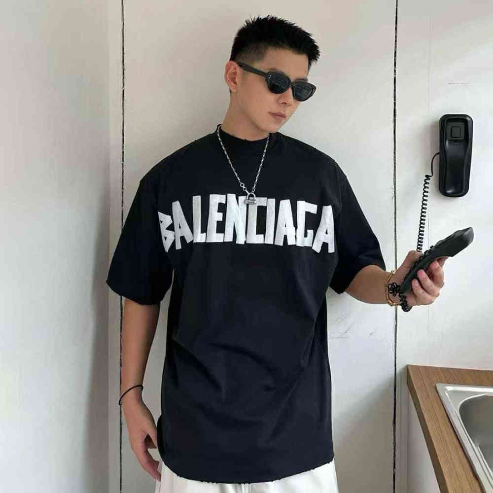Black Balenciaga Blue Premium Quality Baggy Fit T-shirt