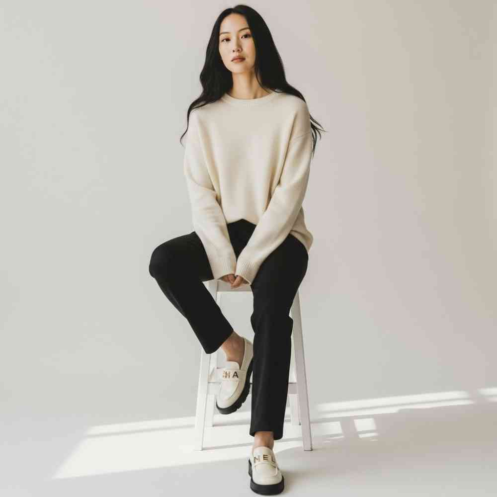 Chanel White Winter Premium Korean Loafer-1