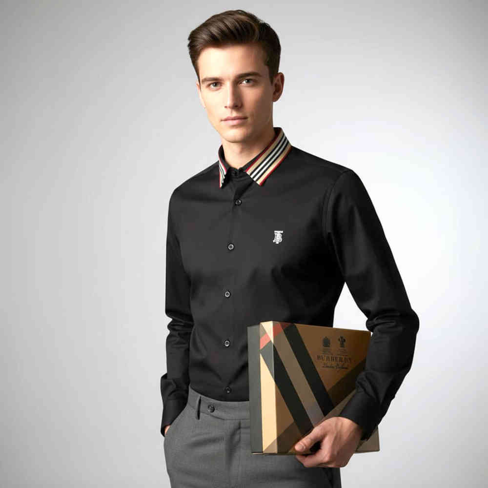 Black Burberry White Premium Quality Shirt