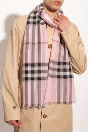 Pink Burberry Check Cashmere Blue Stole