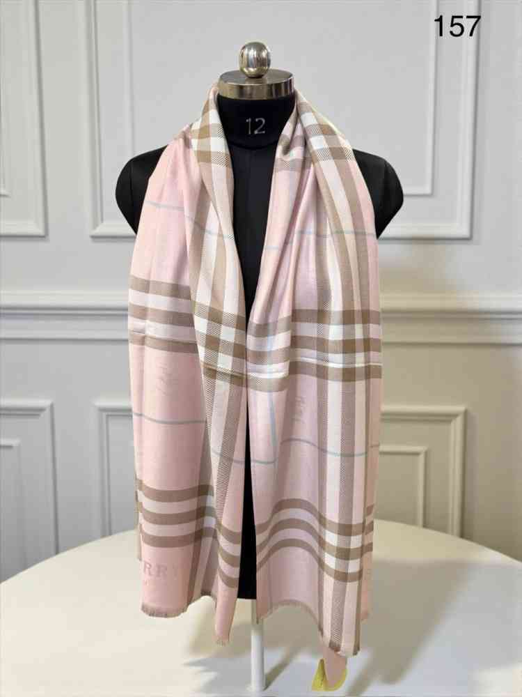 Light Pink Burberry Check Cashmere Brown Stole