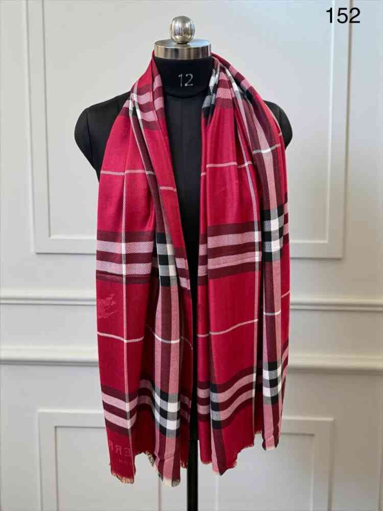 Red Burberry Check Cashmere Brown Stole