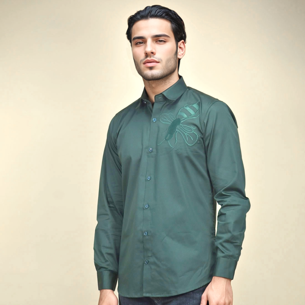 Green Gucci Bee Embroidered Wine Premium Shirt