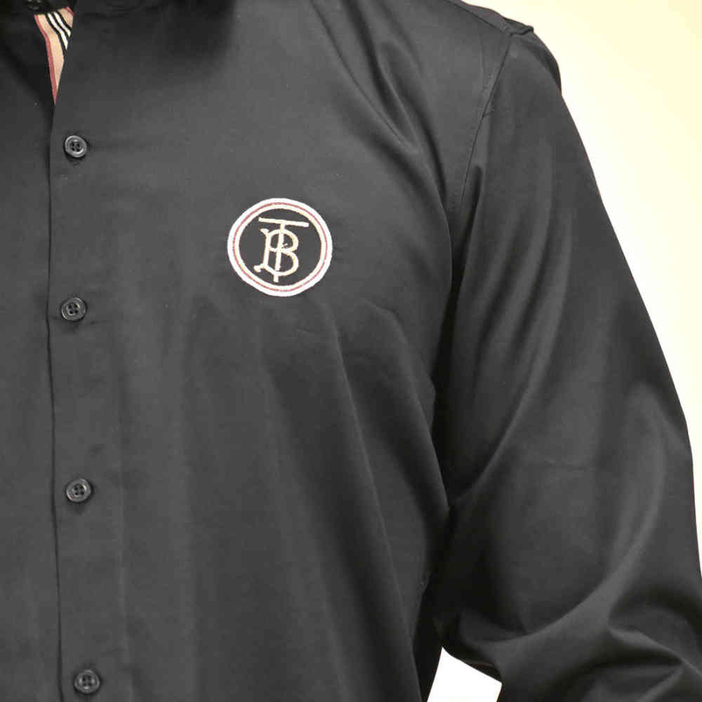 Burberry Embroidered Logo Black Premium Quality Shirt-4