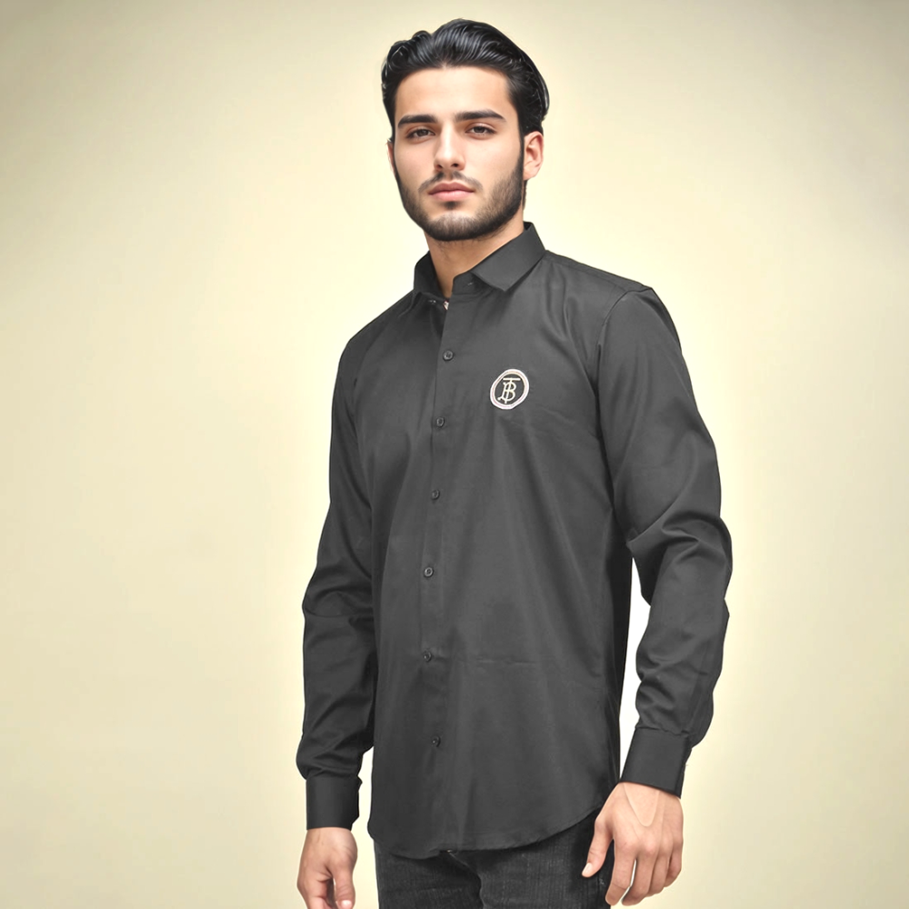 Black Burberry TB Embroidered logo White Premium Shirt