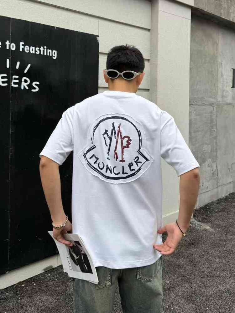Moncler White Premium Quality Baggy FIt T-shirt-3