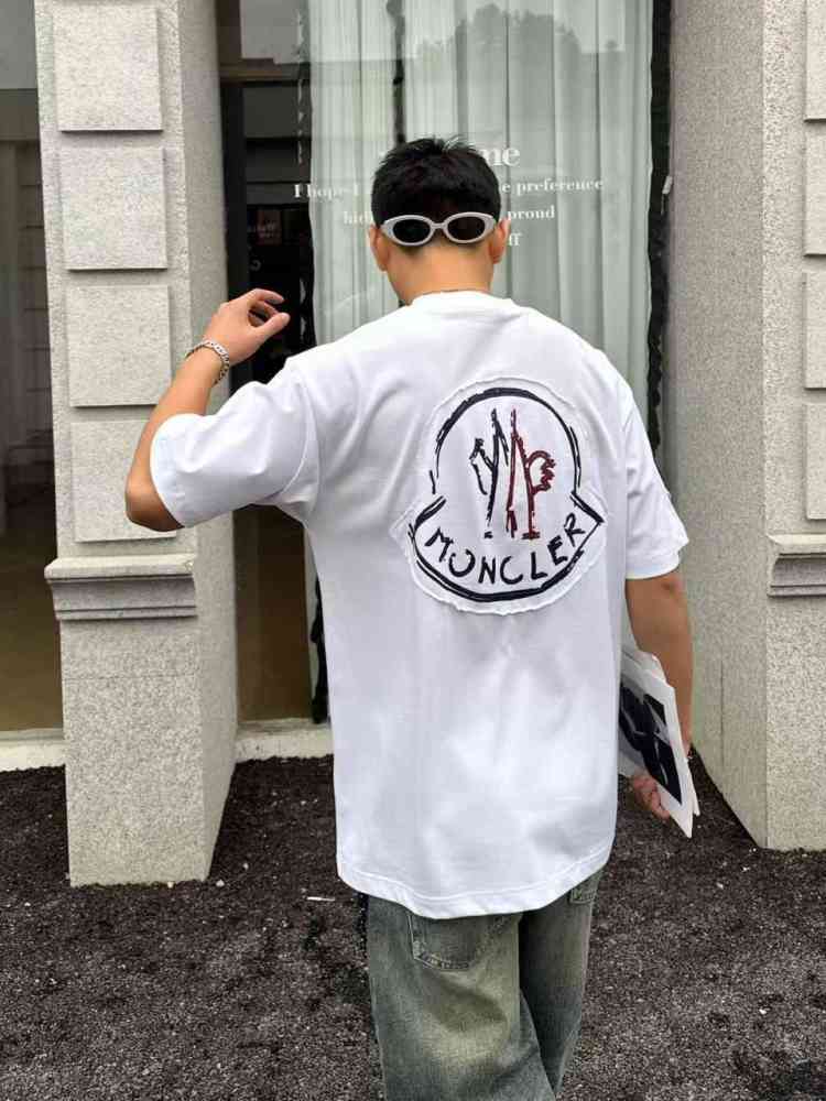 Moncler White Premium Quality Baggy FIt T-shirt-2