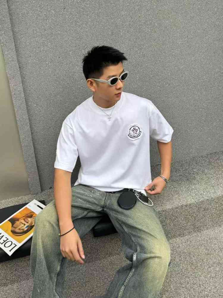 Moncler White Premium Quality Baggy FIt T-shirt-1