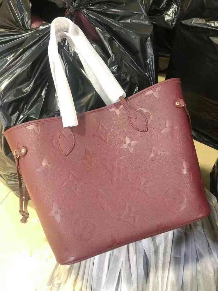 Louis Vuitton Solid Shades Embossed Neverfull Wine Tote Bag-2