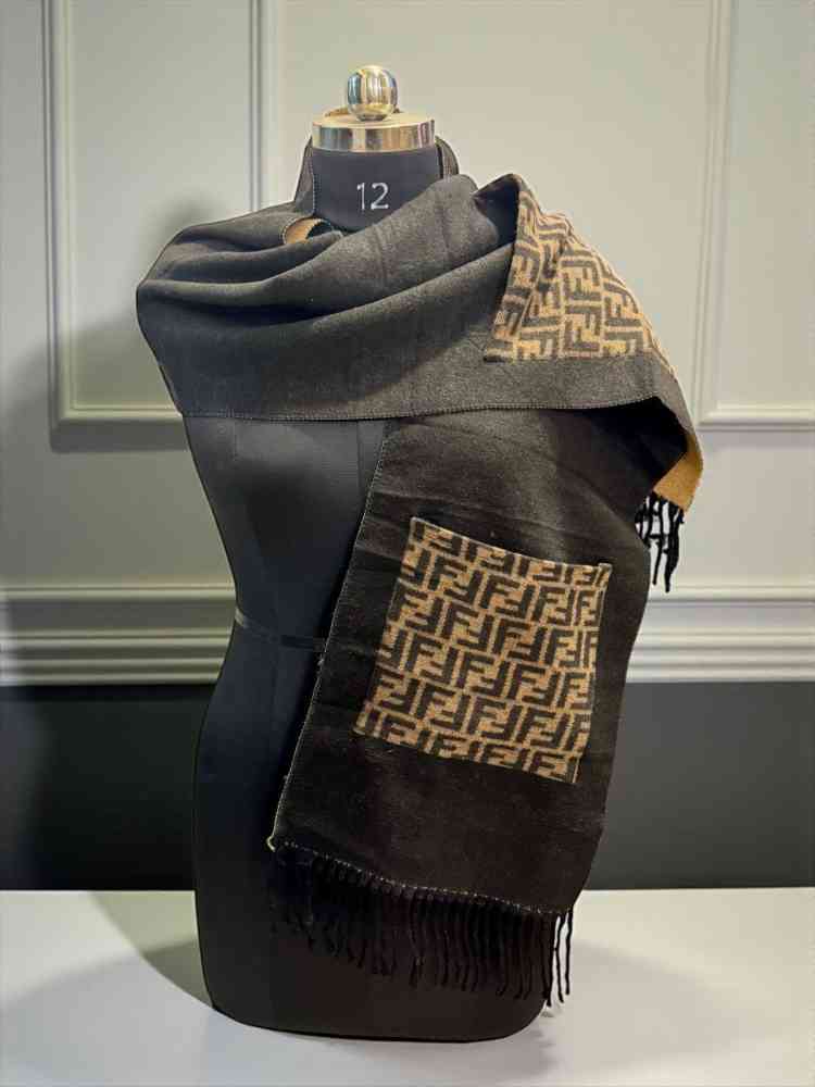 Fendi Brown Premium Quality With Pocket Stole-thumb-3