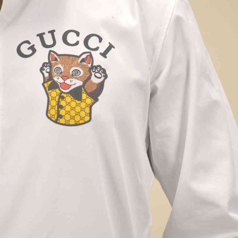 Gucci Cat Print White Premium Shirt-4