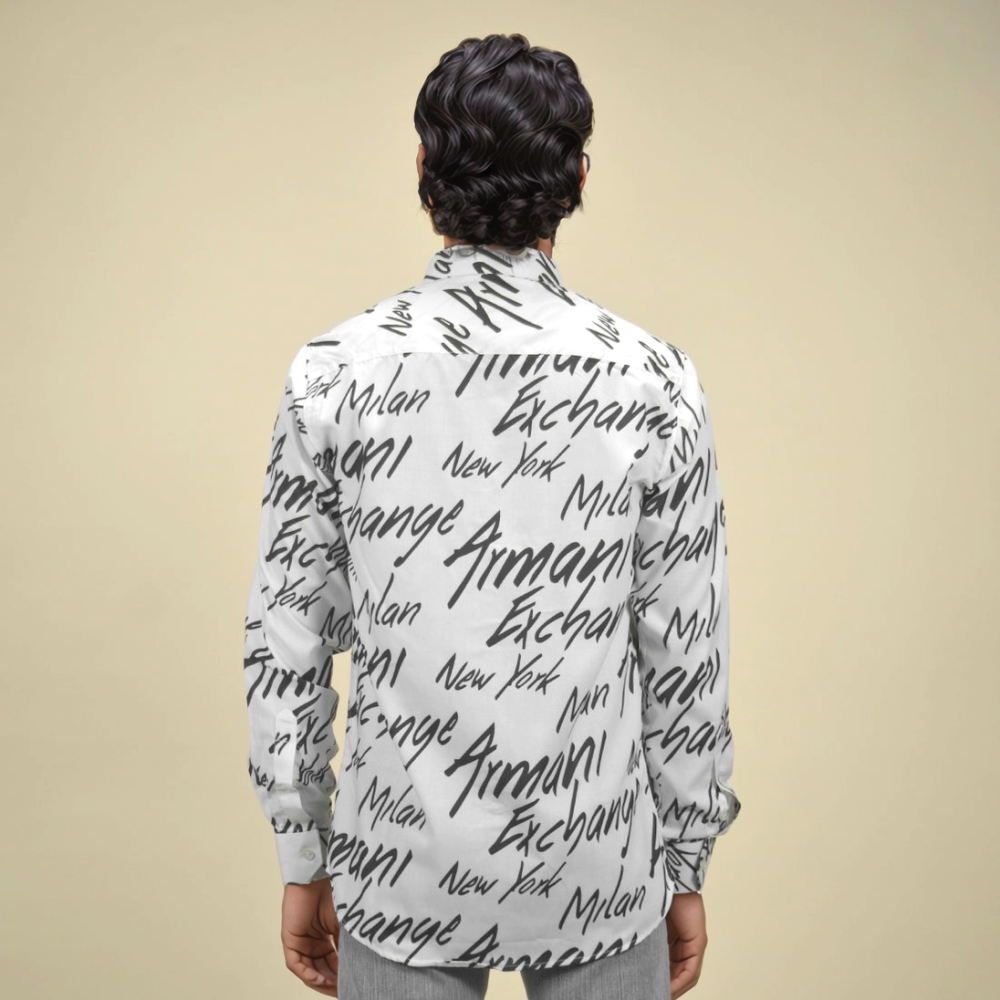 Armani Exchange Printed White Premium Quality Shirt-3