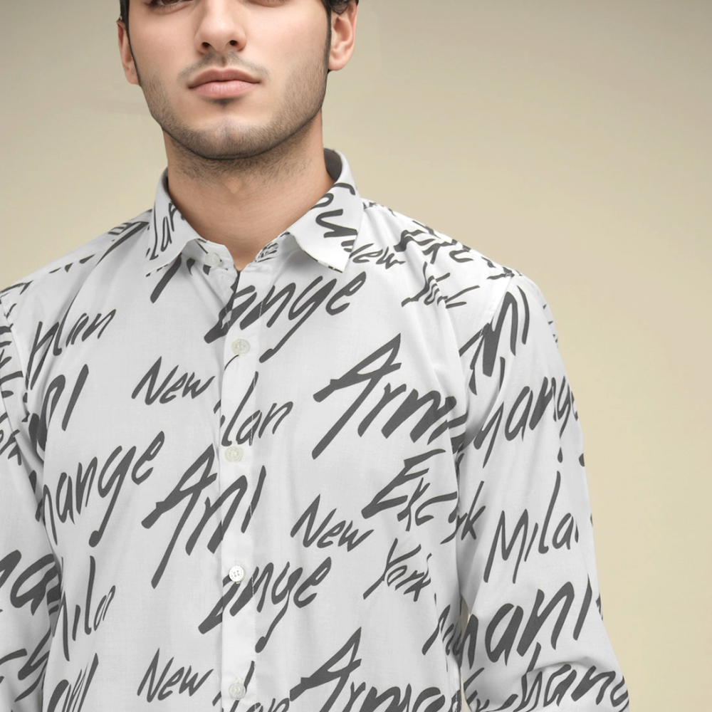 Armani Exchange Printed White Premium Quality Shirt-4