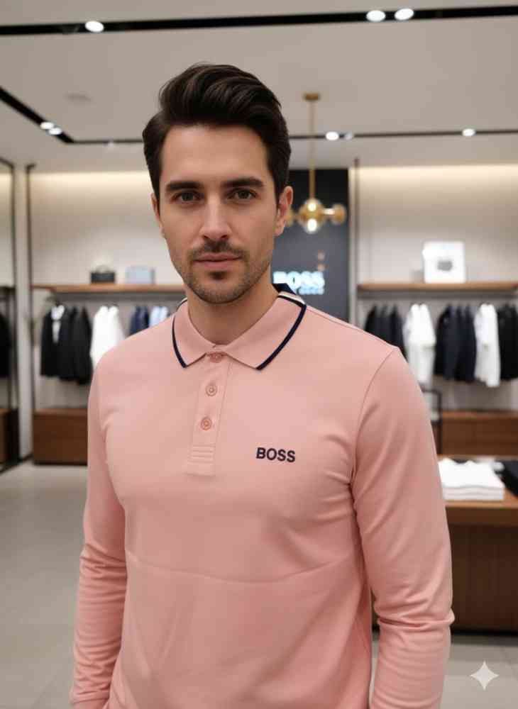 Pink Hugo Boss Black Premium Quality Full Sleeves Tees