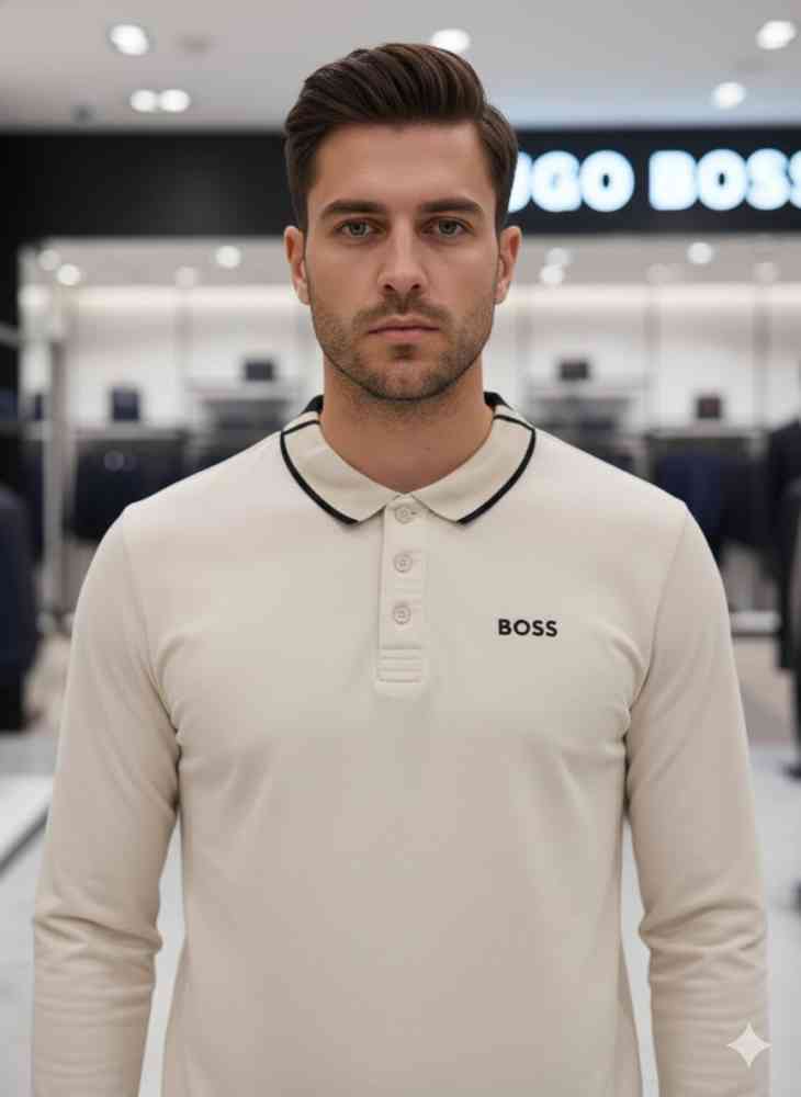 Cream Hugo Boss Black Premium Quality Full Sleeves Tees