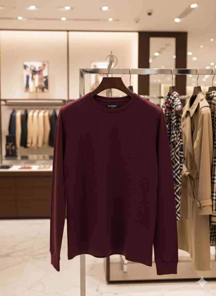 Burberry Wine Premium Exclusive Full Sleeves Round Neck T-shirt-1