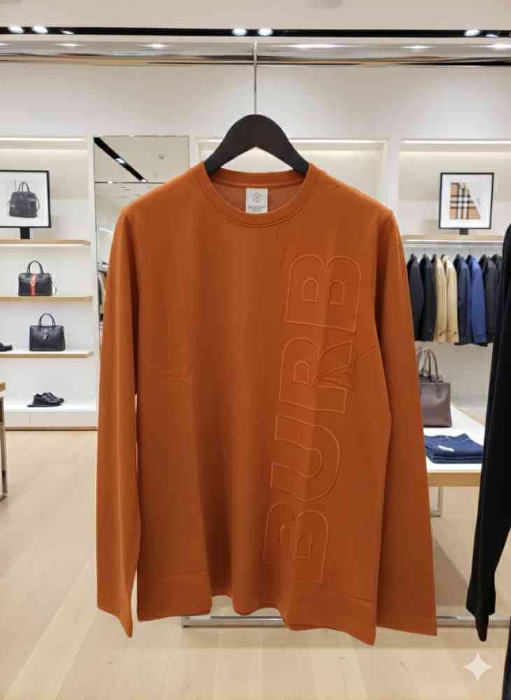 Burberry Orange Premium Exclusive Full Sleeves Round Neck T-shirt-2