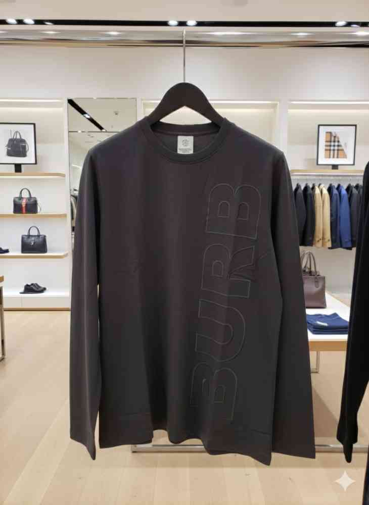 Burberry Dark Grey Premium Exclusive Full Sleeves Round Neck T-shirt-2
