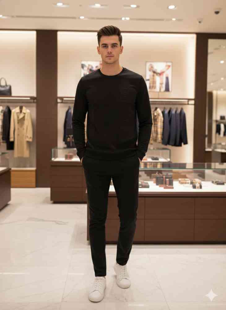 Burberry Black Premium Exclusive Full Sleeves Round Neck T-shirt-1