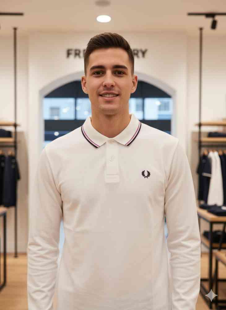 White Fred Perry Embroidered logo Black Premium T-shirt