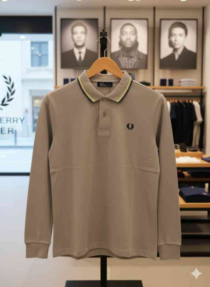 Fred Perry Embroidered logo Grey Premium T-shirt-2