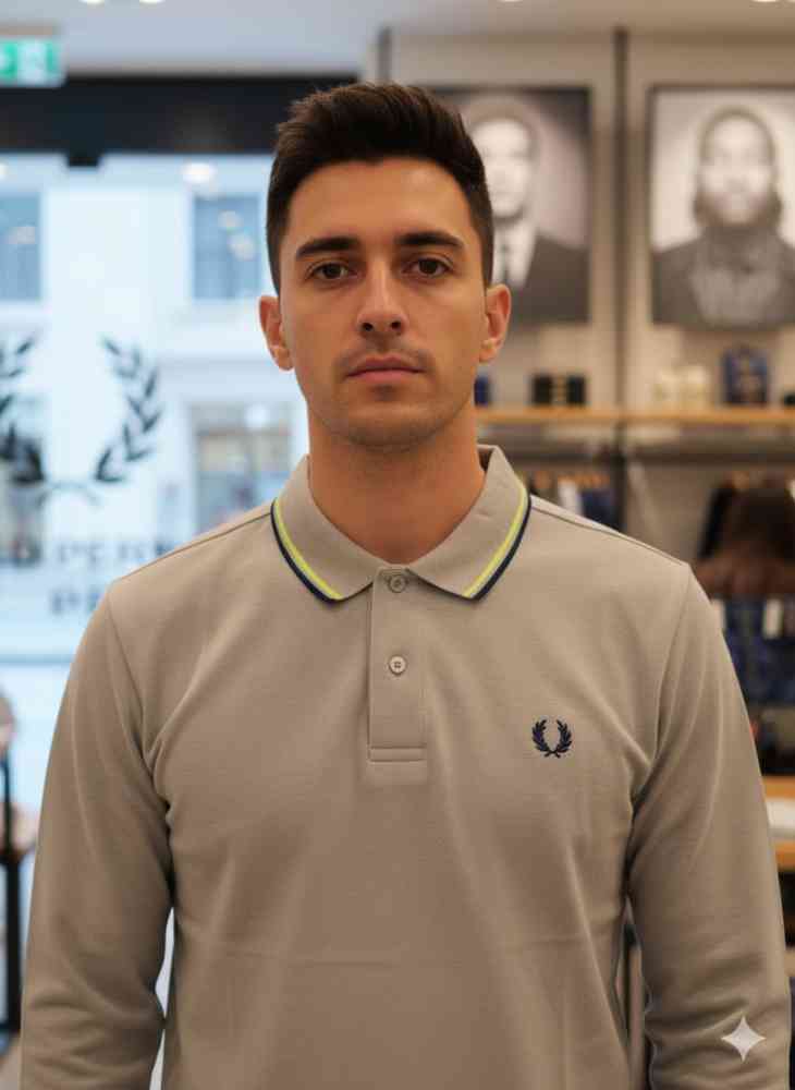 Grey Fred Perry Embroidered logo Black Premium T-shirt