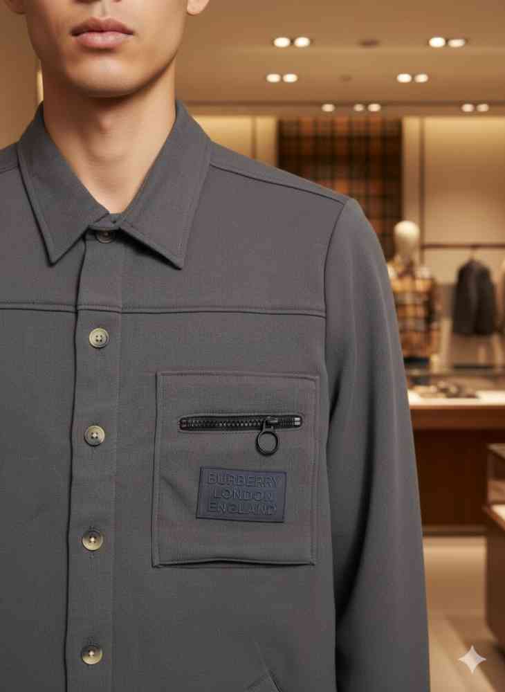 Burberry Dark Grey Premium Quality Warm Shirt-5