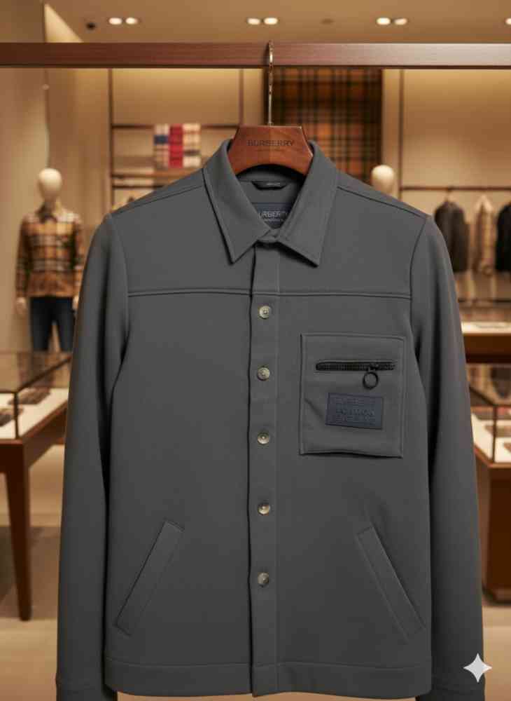 Burberry Dark Grey Premium Quality Warm Shirt-4