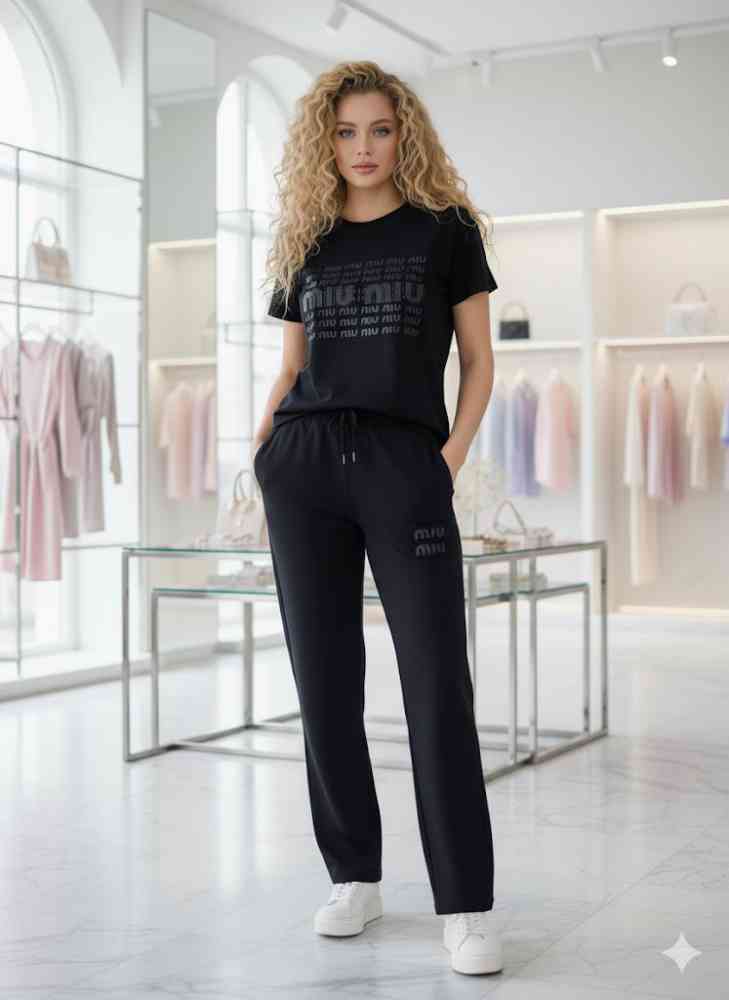 Miu Miu Black Premium Cotton Co-ord Set-1