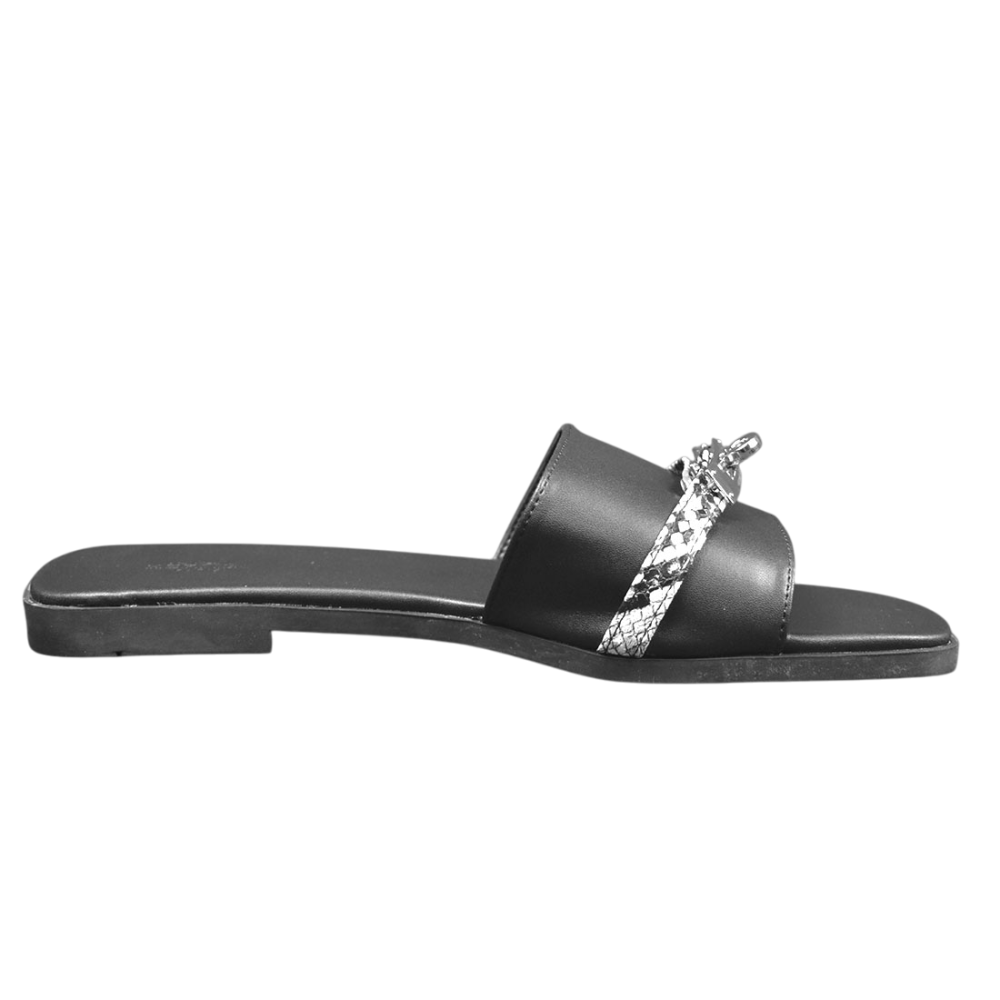 Black Tory Burch Double T Orange Slide