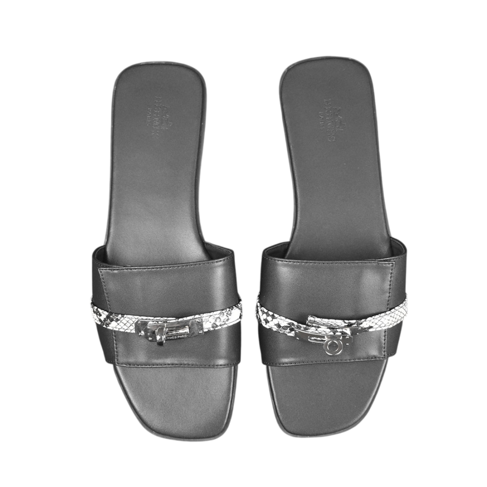 Hermes Paris Birkin Black Premium Quality Women's Flat Sandals-thumb-2