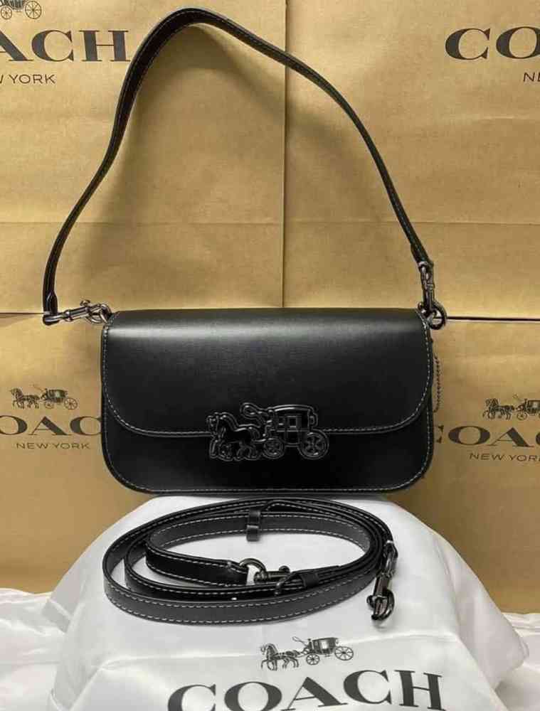 Black Coach Harper Green Saddle Shoulder Bag