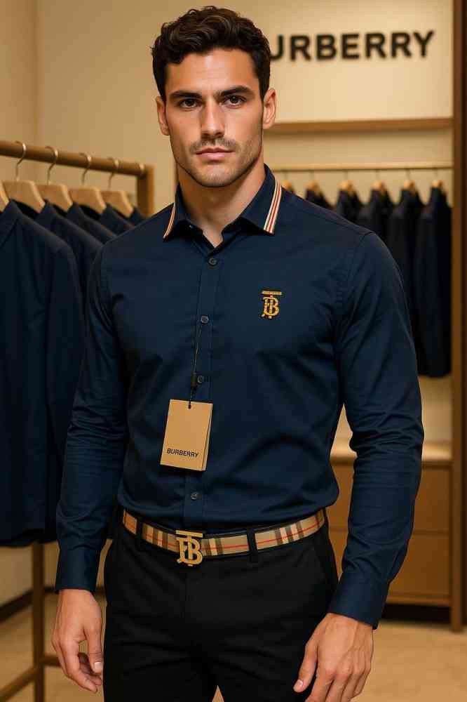 Blue Burberry Rose Premium Quality Shirt