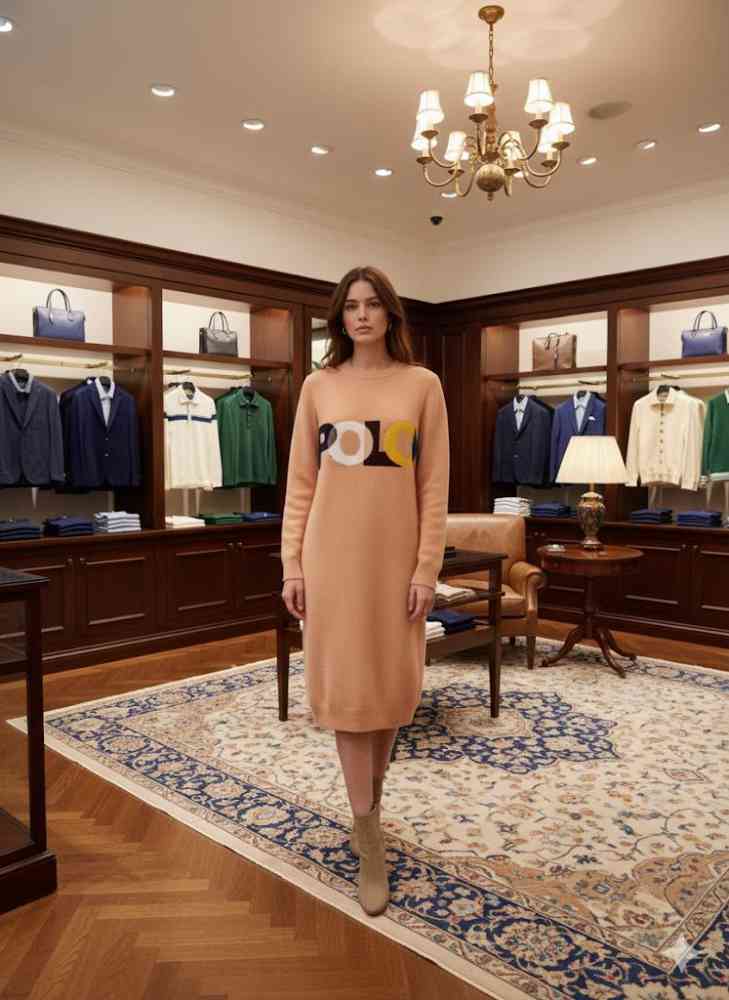 Ralph Lauren Peach Premium Quality Feather Wool Dress-1