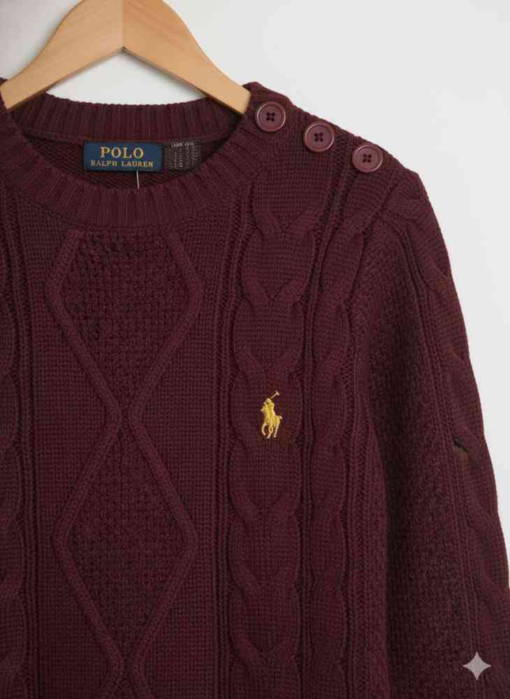 Ralph Lauren Maroon Premium Quality Feather Wool Dress-thumb-3