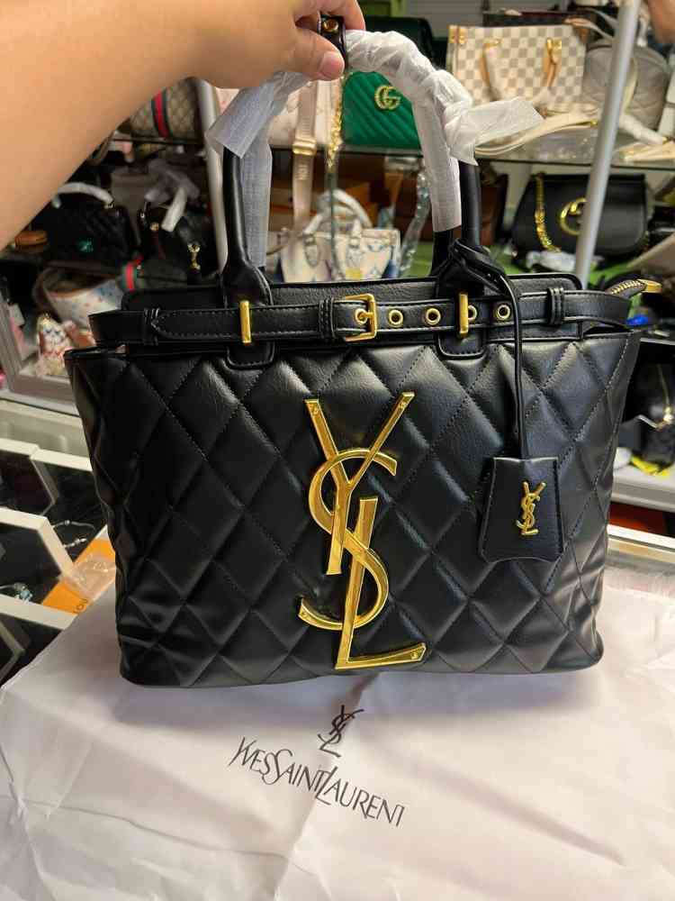 Saint Laurent Black Leather Icare Shopping Tote Bag-1