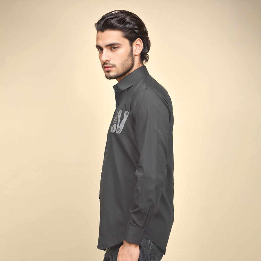 Louis Vuitton Monogram Black Premium Cotton Shirt-2