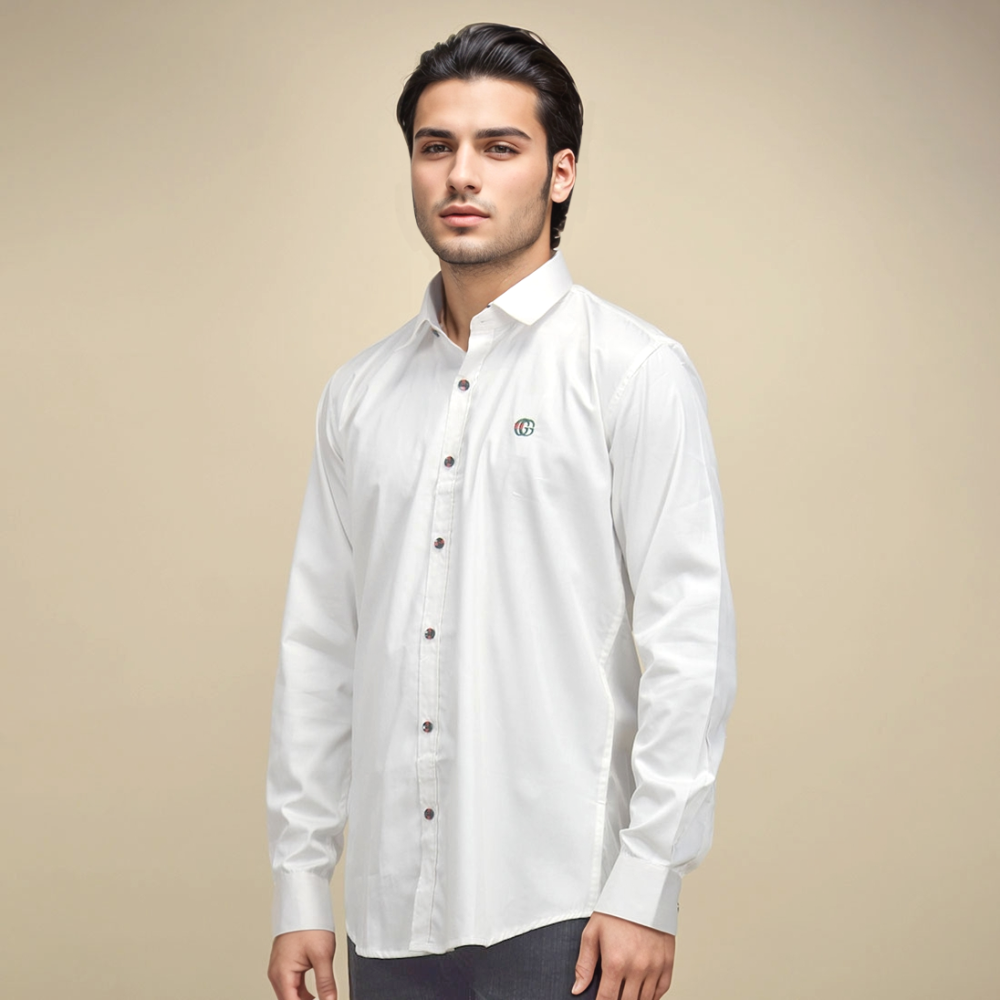White Gucci Embroidered logo Dark Grey Premium Luxury Shirt