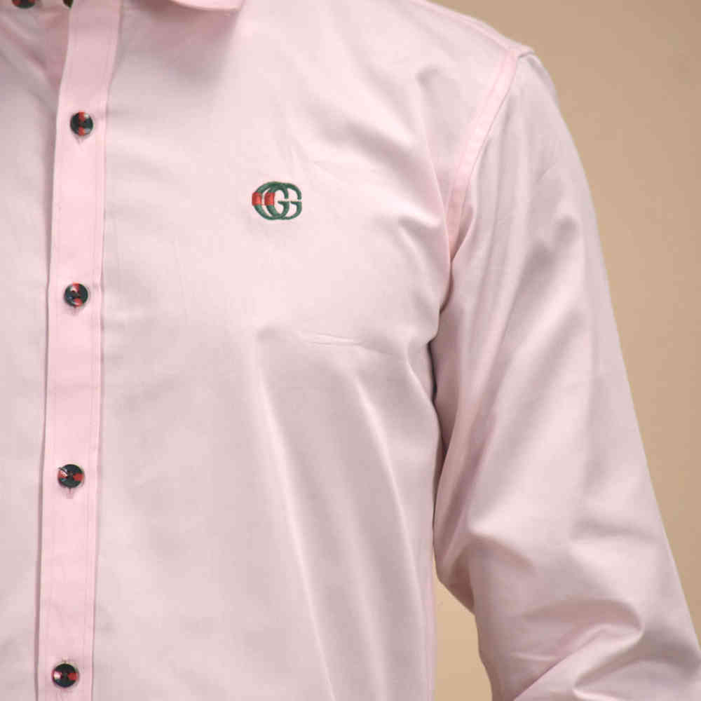 Gucci Embroidered logo Pink Premium Luxury Shirt-4
