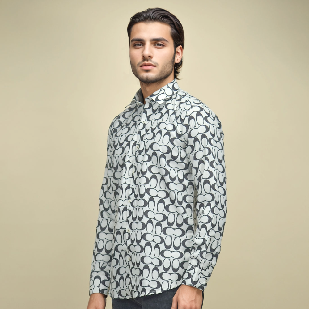 White Coach Monogram Printed Grey Premium Shirt