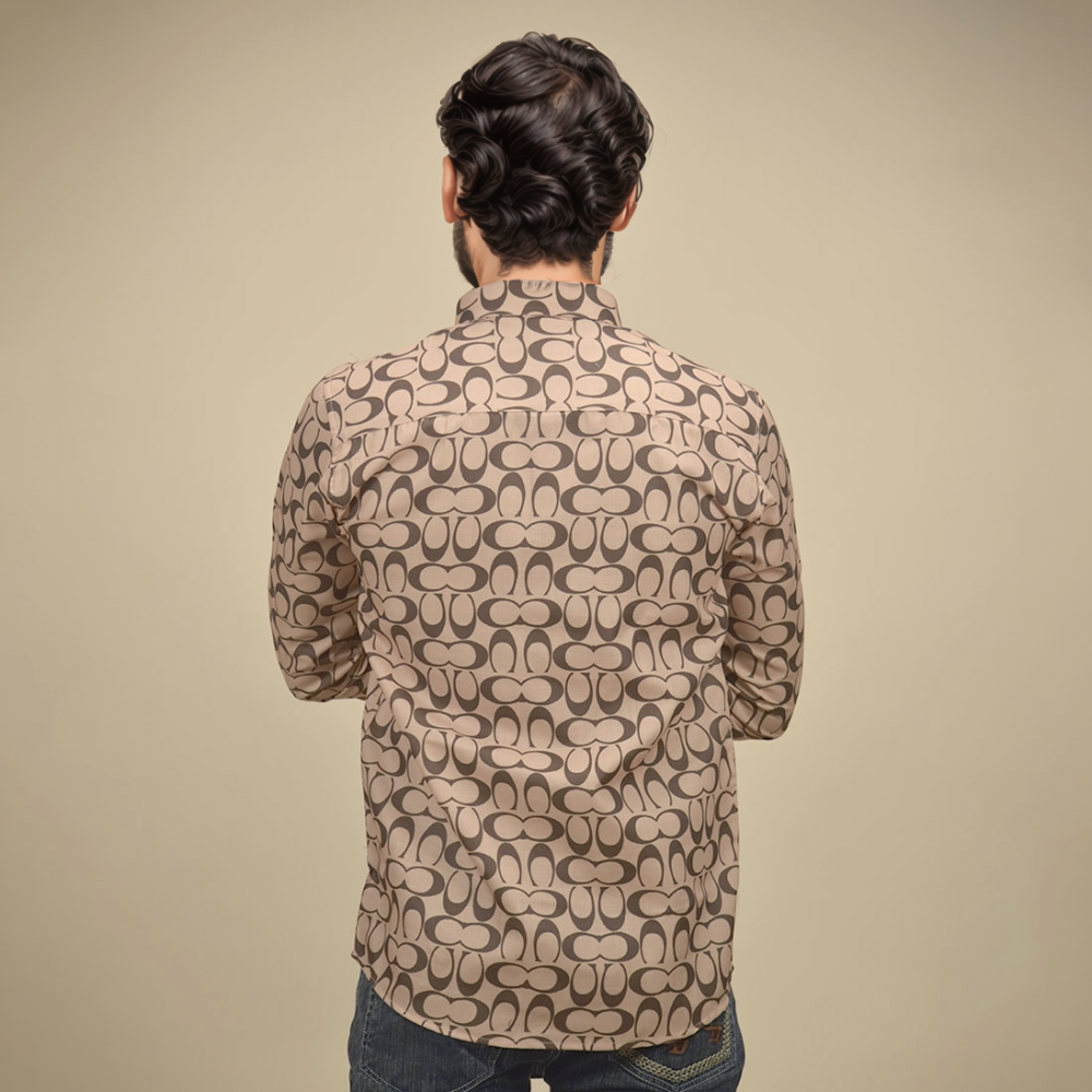 Coach Monogram Printed Brown Premium Quality Shirt-3