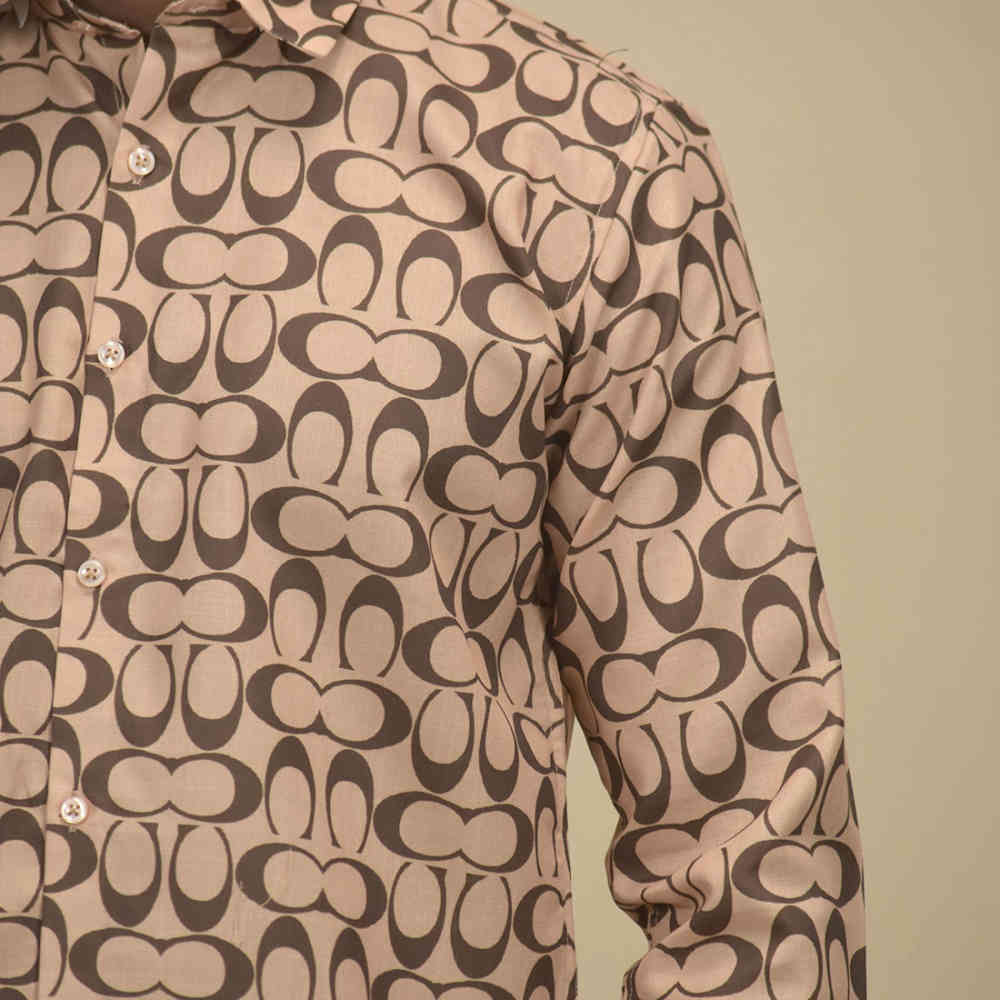 Coach Monogram Printed Brown Premium Quality Shirt-4