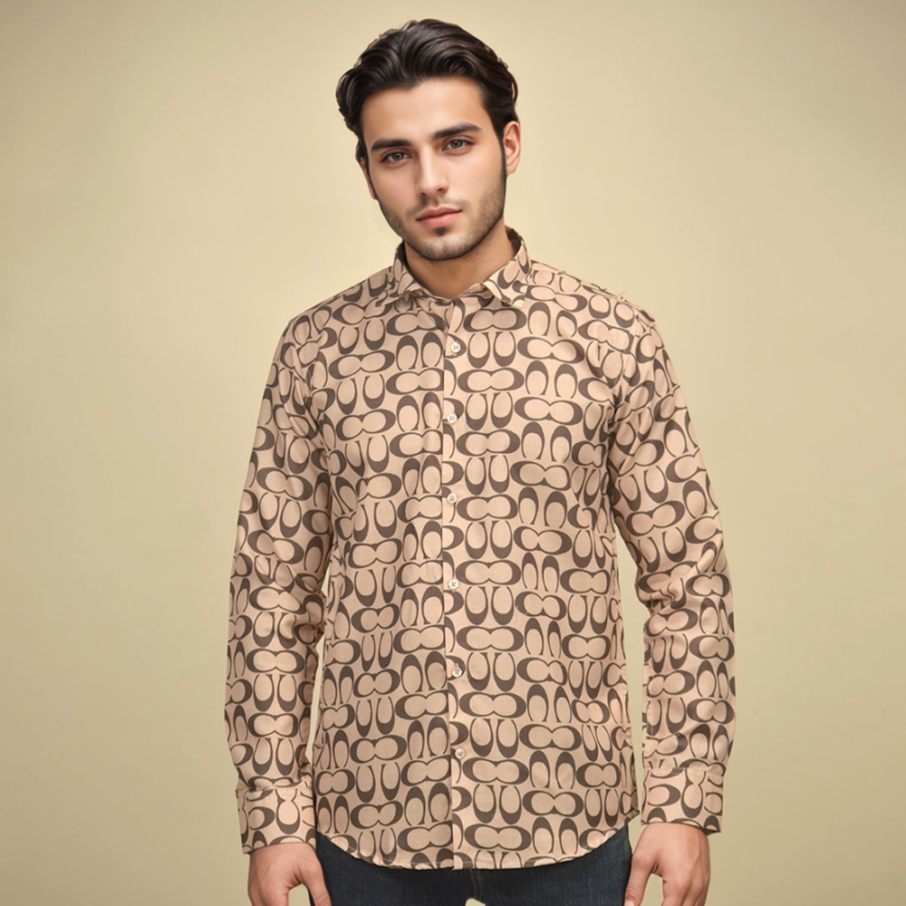Coach Monogram Printed Brown Premium Quality Shirt-1