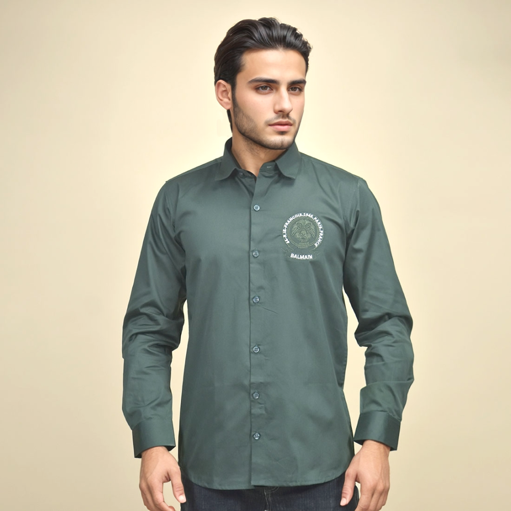 Balmain Embroidered logo Green Premium Shirt-1