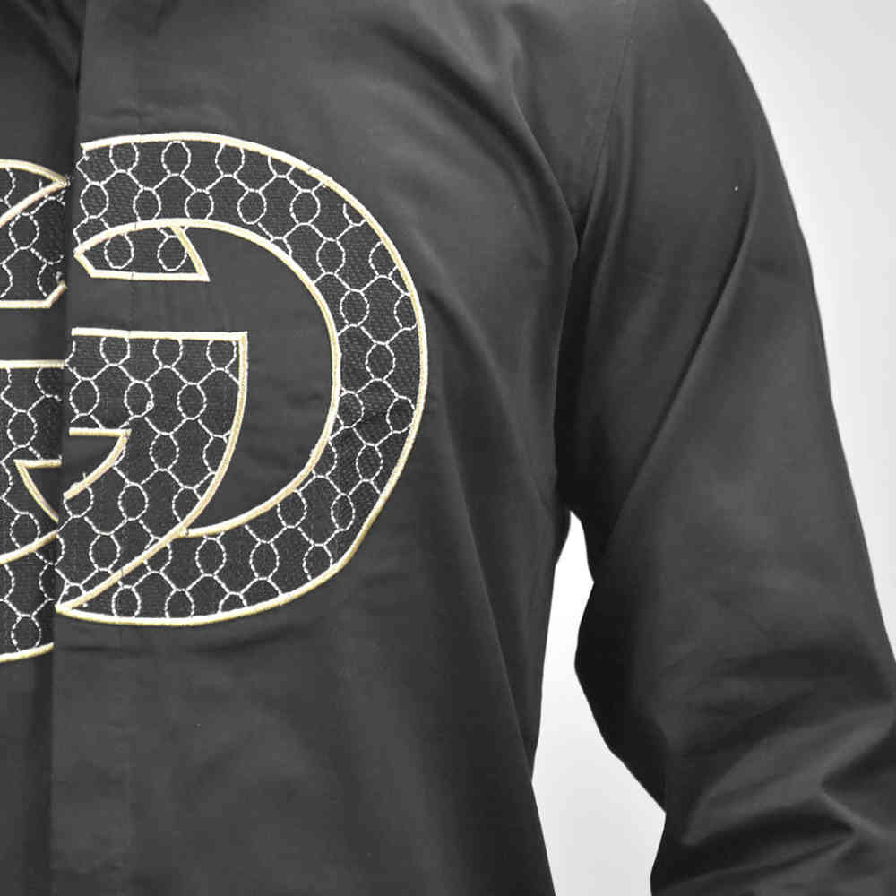 Gucci Embroidered logo Black Luxury Shirt-4