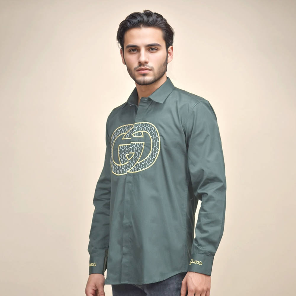 Green Gucci White Premium Quality Shirt