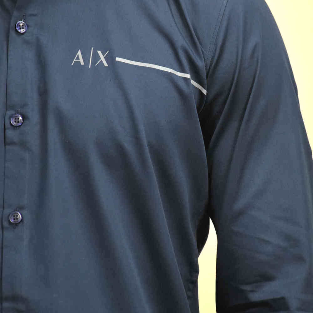 Armani Exchange Pipe logo Navy Blue Premium Shirt-4