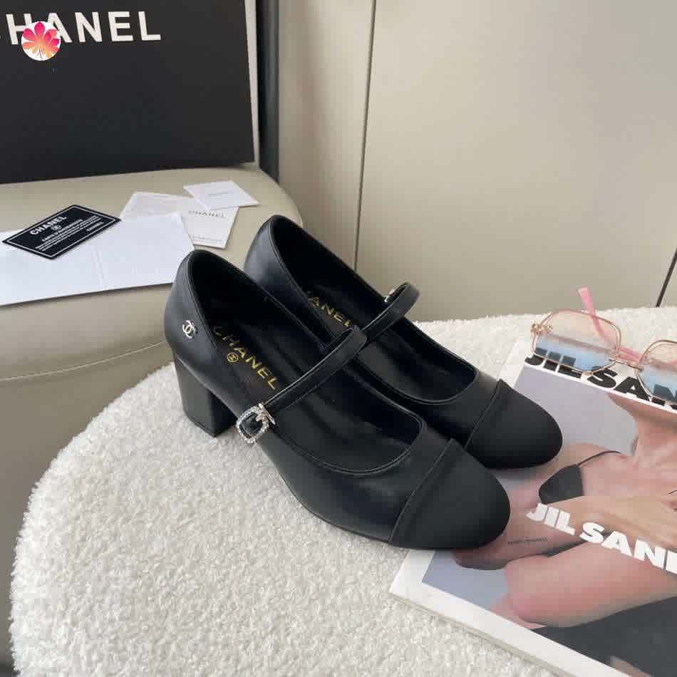 Chanel Black Premium Quality Heels Sandals-thumb-3