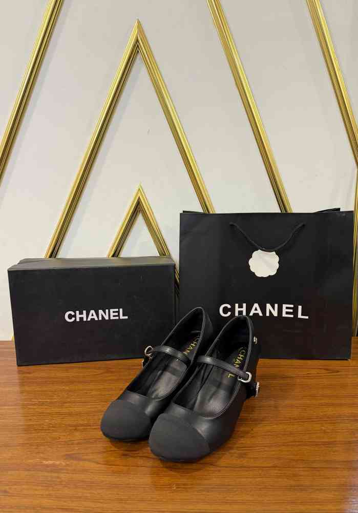 Chanel Black Premium Quality Heels Sandals-thumb-2